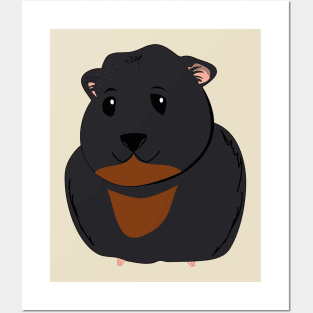 Cute black guinea pig Posters and Art